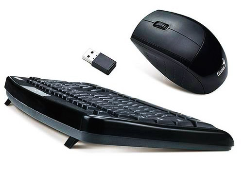 PCSHOP Informática Kit Teclado e Mouse sem Fio Genius USB 2.4Ghz 1200DPI KB-8000X 