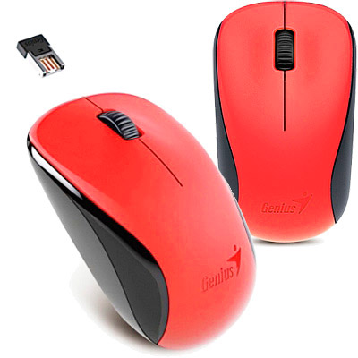 PCSHOP Informática Mouse Sem Fio Wireless Genius Blueeye Vermelho 2,4GHZ 1200DPI NX-7000 