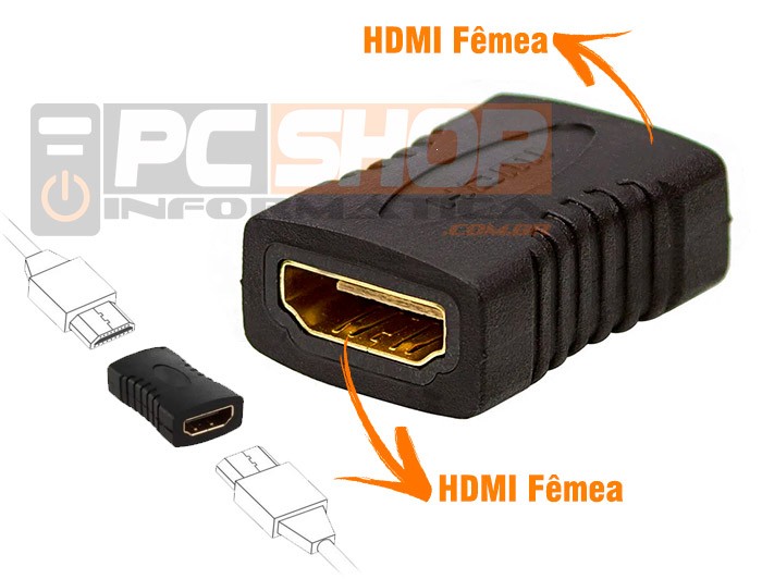 PCSHOP Informática Adaptador HDMI Emenda Fêmea x Fêmea Conector Junção 
