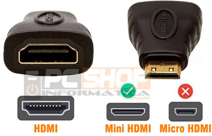 PCSHOP Informática Adaptador Mini HDMI Macho para HDMI Fêmea 