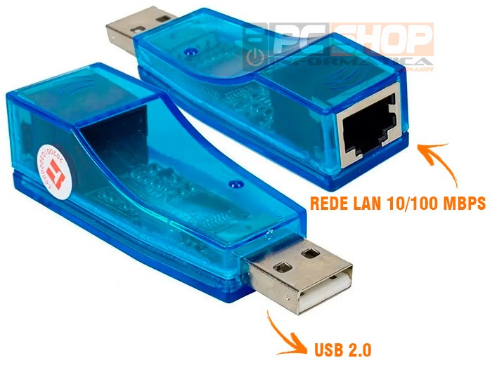 PCSHOP Informática Adaptador de Rede USB para RJ45 10/100Mbps 