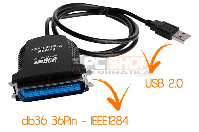PCSHOP Informática Cabo Paralelo USB 36Pin Fêmea para Impressora 0,80m 
