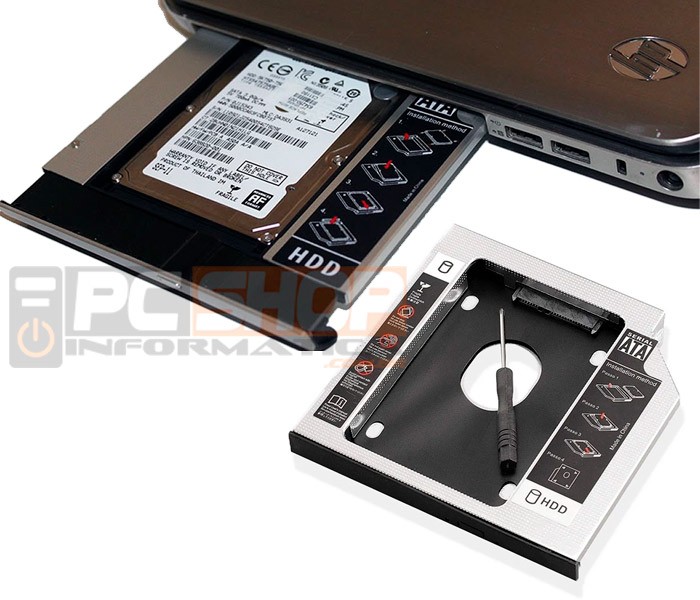 PCSHOP Informática Case para SSD/HD Notebook Caddy Adaptador Gaveta de DVD Sata 12,7mm 