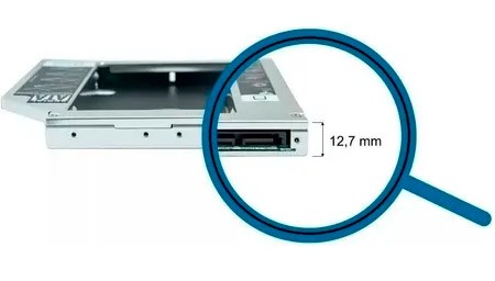 PCSHOP Informática Case para SSD/HD Notebook Caddy Adaptador Gaveta de DVD Sata 12,7mm 
