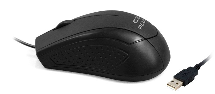 PCSHOP Informática Mouse USB Óptico Com Fio C3Tech Ergonômico 1000DPI MS-27BK 