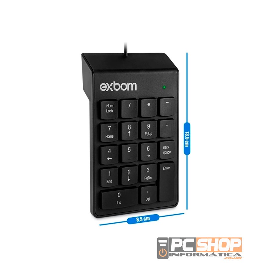 Teclado Numérico Com Fio Usb 1 25 Metros 18 Teclas Pequeno