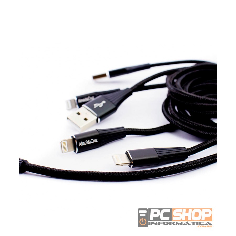 Cabo Lightning USB 1.5m Reforçado - Carregamento E Dados Para IPhone E IPad