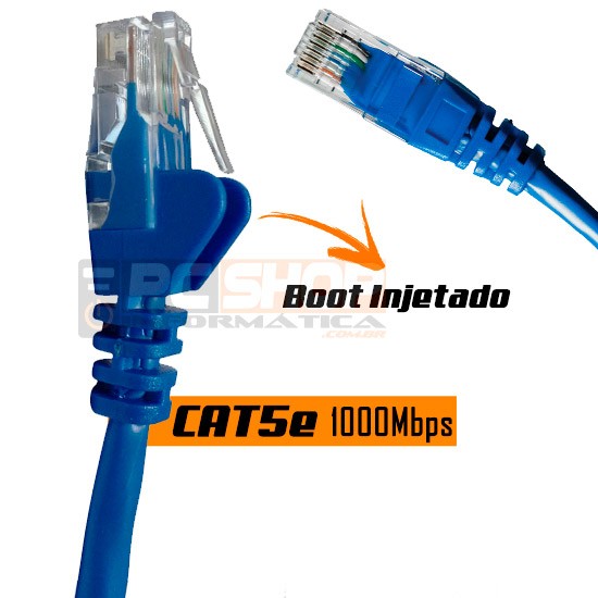 PCSHOP Informática Cabo de Rede Lan Patch Cord Azul de Internet CAT5e Seccon 
