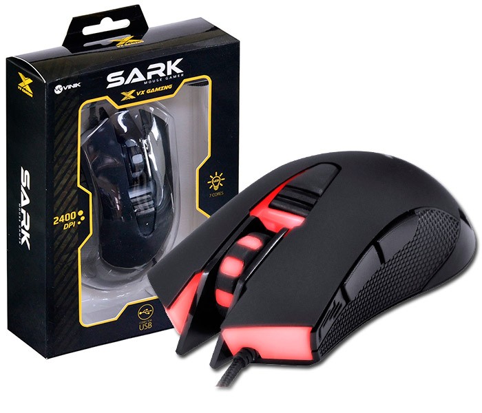 PCSHOP Informática Mouse Gamer 2400dpi Vinik Sark com LED 7 Cores e Cabo 1,80m Trançado  