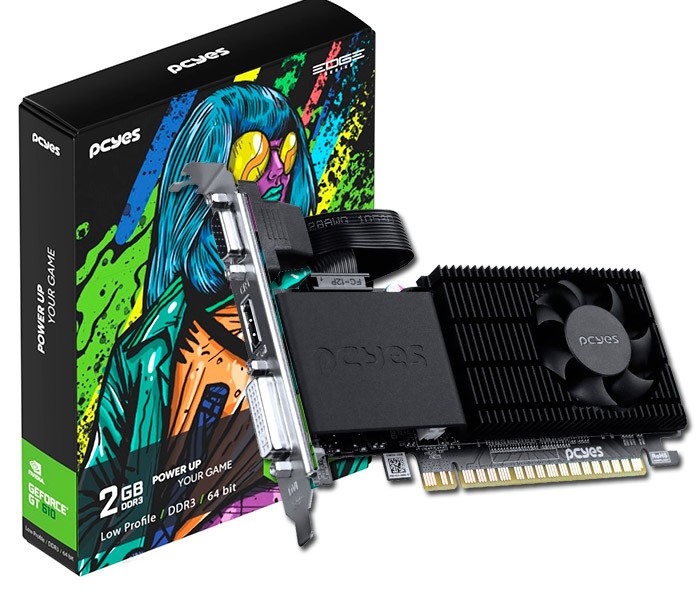 PCSHOP Informática Placa de Vídeo GeForce Nvidia GT 610 2GB DDR3 64Bit Pcyes Edge PPE610DR3LPBR  
